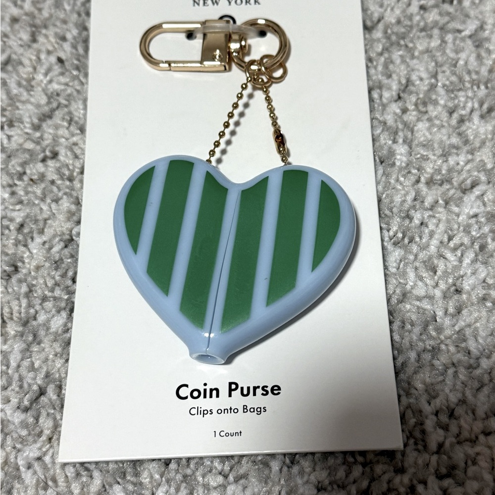 NWT Kate Spade X Target Limited Release Striped Heart Coin Purse Bag Charm - Picture 5 of 7